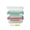 Glasslock 3 Piece Tempered Rectangle Glass Container Set 710ml